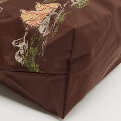 Longchamp Brown Printed Nylon and Leather Vietnam Le Pliage Tote