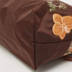 Longchamp Brown Printed Nylon and Leather Vietnam Le Pliage Tote