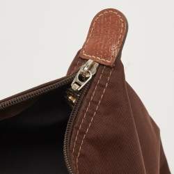 Longchamp Brown Printed Nylon and Leather Vietnam Le Pliage Tote