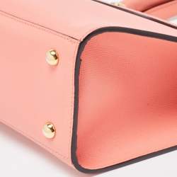 Pre Owned Longchamp Coral Leather Small Le Pliage Heritage Tote