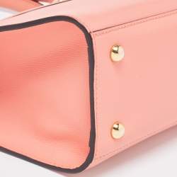 Pre Owned Longchamp Coral Leather Small Le Pliage Heritage Tote