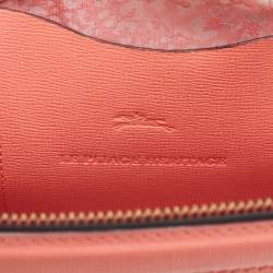 Pre Owned Longchamp Coral Leather Small Le Pliage Heritage Tote