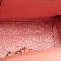 Pre Owned Longchamp Coral Leather Small Le Pliage Heritage Tote