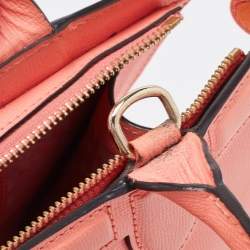 Pre Owned Longchamp Coral Leather Small Le Pliage Heritage Tote