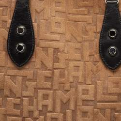 Longchamp Black/Tan Suede La Voyageuse Vertical Tote