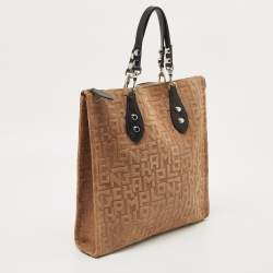 Longchamp Black/Tan Suede La Voyageuse Vertical Tote