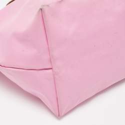 Pre Owned Longchamp Brown/Pink Nylon Medium Le Pliage Tote