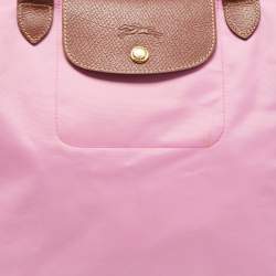 Pre Owned Longchamp Brown/Pink Nylon Medium Le Pliage Tote