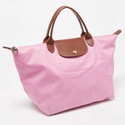 Pre Owned Longchamp Brown/Pink Nylon Medium Le Pliage Tote