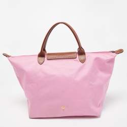 Pre Owned Longchamp Brown/Pink Nylon Medium Le Pliage Tote