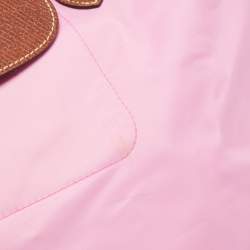 Pre Owned Longchamp Brown/Pink Nylon Medium Le Pliage Tote