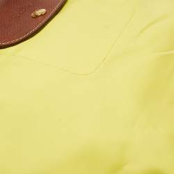 Pre Owned Longchamp Brown/Yellow Nylon Medium Le Pliage Tote