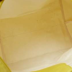 Pre Owned Longchamp Brown/Yellow Nylon Medium Le Pliage Tote