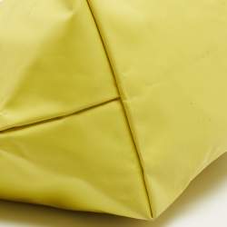 Pre Owned Longchamp Brown/Yellow Nylon Medium Le Pliage Tote