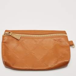Longchamp Brown/Bronze Quilted Embossed Leather Large LM Cuir Tote