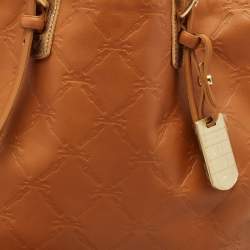 Longchamp Brown/Bronze Quilted Embossed Leather Large LM Cuir Tote