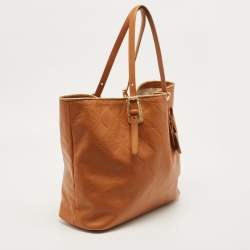 Longchamp Brown/Bronze Quilted Embossed Leather Large LM Cuir Tote