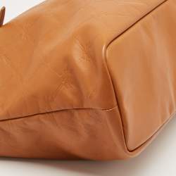 Longchamp Brown/Bronze Quilted Embossed Leather Large LM Cuir Tote