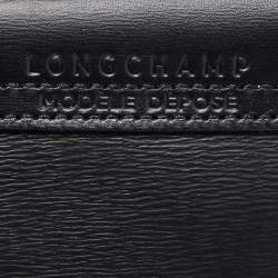Longchamp Black Leather Medium Le Pliage Tote