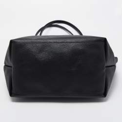 Longchamp Black Leather Medium Le Pliage Tote