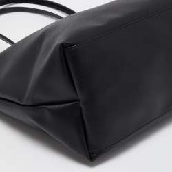 Longchamp Black Leather Medium Le Pliage Tote