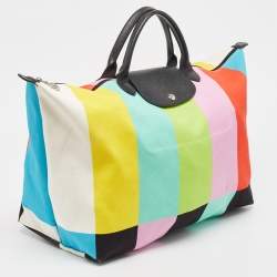 Longchamp x Jeremy Scott Multicolor Striped Fabric Le Pliage Travel Tote