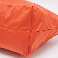 Pre Owned Longchamp Orange Nylon Le Pliage Travel Tote