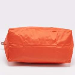 Pre Owned Longchamp Orange Nylon Le Pliage Travel Tote