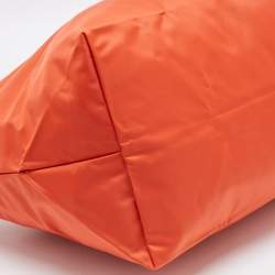 Pre Owned Longchamp Orange Nylon Le Pliage Travel Tote