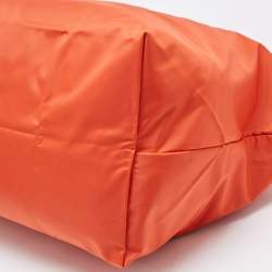 Pre Owned Longchamp Orange Nylon Le Pliage Travel Tote