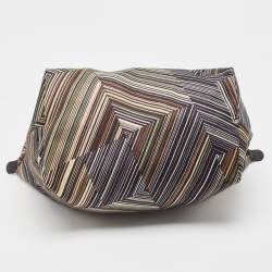 Pre Owned Longchamp Multicolor Printed Fabric and Patent Leather Le Pliage Tote