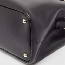 Pre Owned Longchamp Black Leather Honore Tote