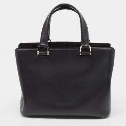 Pre Owned Longchamp Black Leather Honore Tote