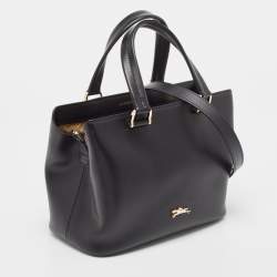 Pre Owned Longchamp Black Leather Honore Tote