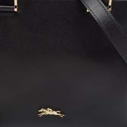 Pre Owned Longchamp Black Leather Honore Tote