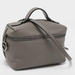 Pre Owned Longchamp Grey Leather Le Pliage Xtra XS Crossbody Bag