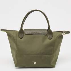 Longchamp Green Nylon and Leather Small Le Pliage Tote
