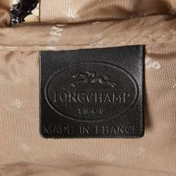 Longchamp Black/Beige Python Embossed Leather Cosmo Satchel