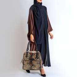 Longchamp Black/Beige Python Embossed Leather Cosmo Satchel