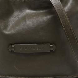Pre Owned Longchamp Olive Green Leather 3D Bucket Bag