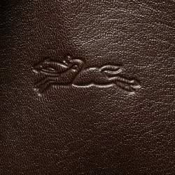 Pre Owned Longchamp Olive Green Leather 3D Bucket Bag