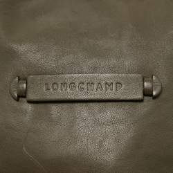 Pre Owned Longchamp Olive Green Leather 3D Bucket Bag