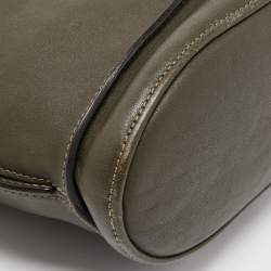 Pre Owned Longchamp Olive Green Leather 3D Bucket Bag