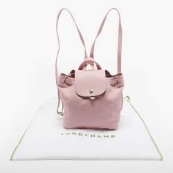 Pre Owned Longchamp Pink Leather Le Pliage Backpack