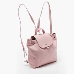 Pre Owned Longchamp Pink Leather Le Pliage Backpack