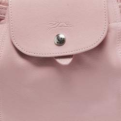 Pre Owned Longchamp Pink Leather Le Pliage Backpack