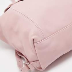 Pre Owned Longchamp Pink Leather Le Pliage Backpack