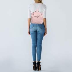 Pre Owned Longchamp Pink Leather Le Pliage Backpack