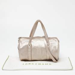 Longchamp Metallic Leather Logo Boston Satchel