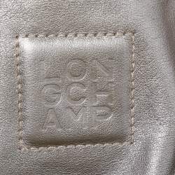 Longchamp Metallic Leather Logo Boston Satchel